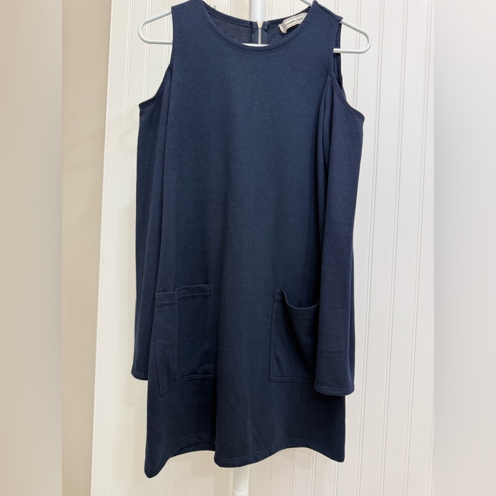 Navy Cold Shoulder Dress with Pockets